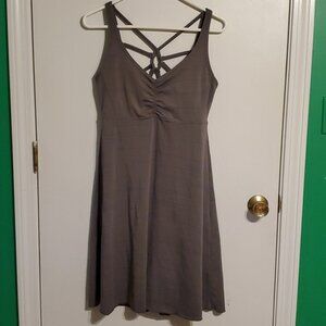 Prana women's M grey with thin pink stripes athleisure dress